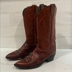 Justin 8303 Men's Exotic Leather Western Boot Peanut Brittle Lizard Round Toe